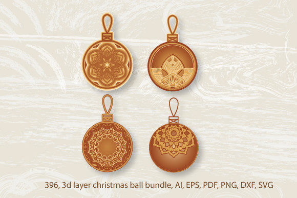 3D Multilayer Christmas Ball Bundle SVG for Creatives