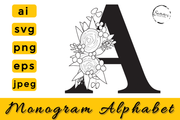 A Beautiful Floral Monogram Alphabet Clipart Set