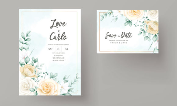 Artful Watercolor Roses for Your Wedding Card