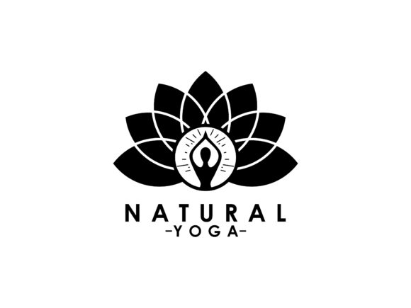 Natural Women Yoga Lotus Flower Logo Design
