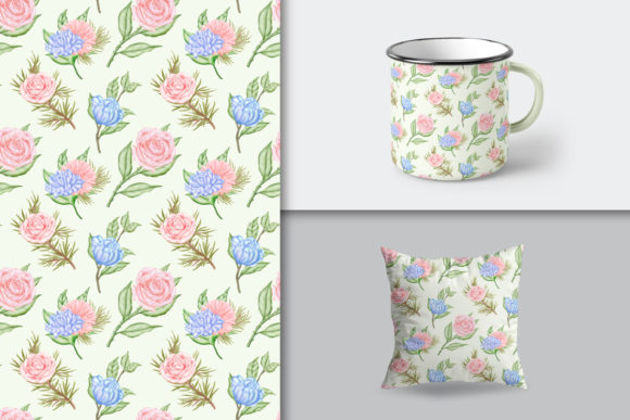 Seamless Pattern Watercolor Flower