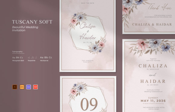 Tuscany Soft Wedding Invitation Suite: Effortlessly Romantic Watercolor Stationery for Your Entire Celebration