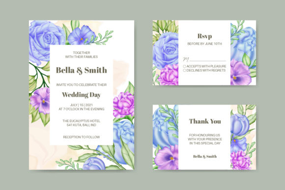 Watercolor Flowers Wedding Card Set: Bringing Hand-Painted Charm to Your Celebrations