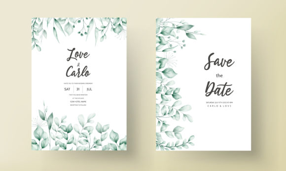 Wedding Invitation Card Watercolor Leaf: A Floral Template with Practical Appeal